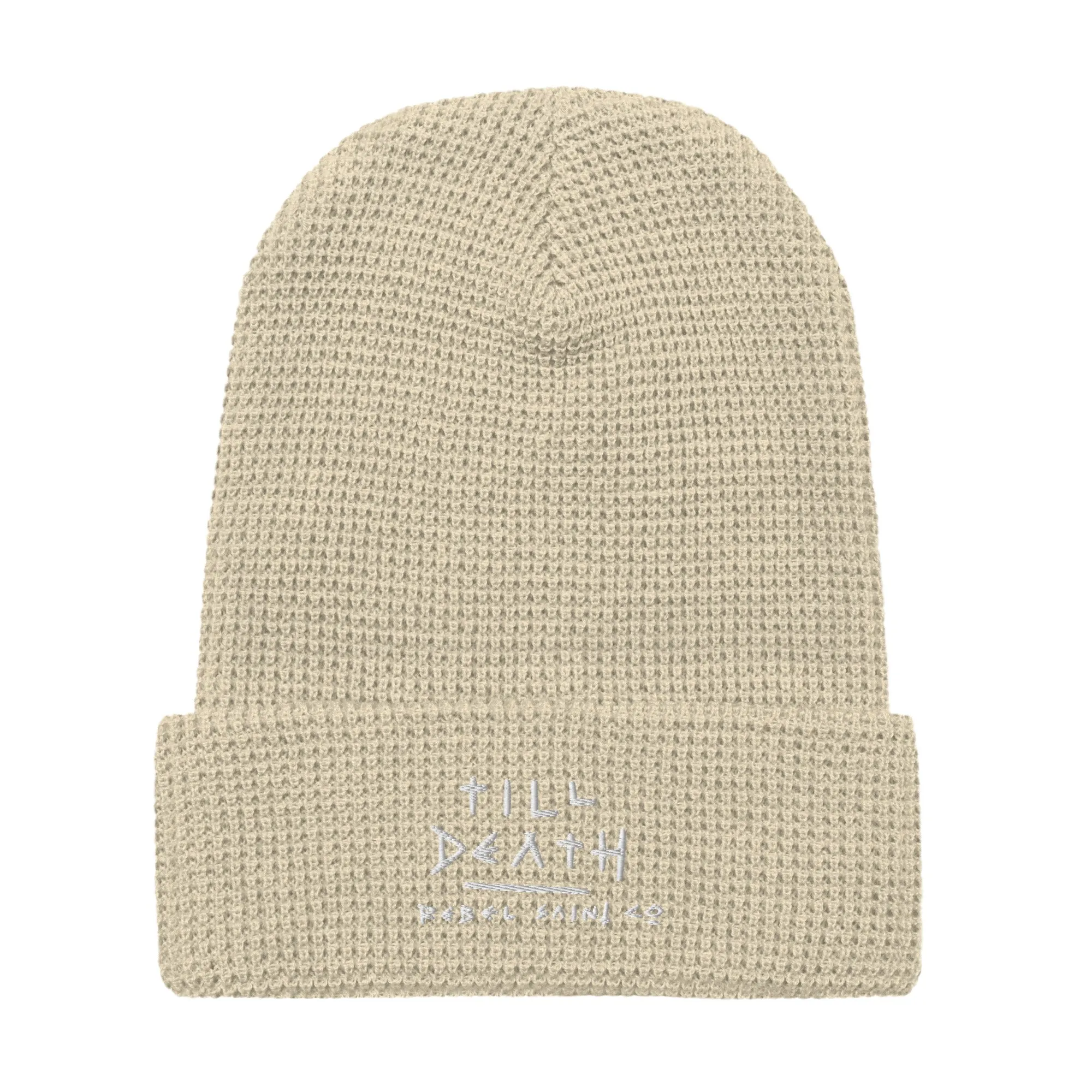 Till Death White Waffle beanie