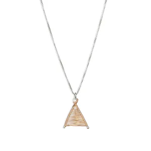 Tiny Woven Wishbone Silver & Rose Gold Mixed Metal Necklace