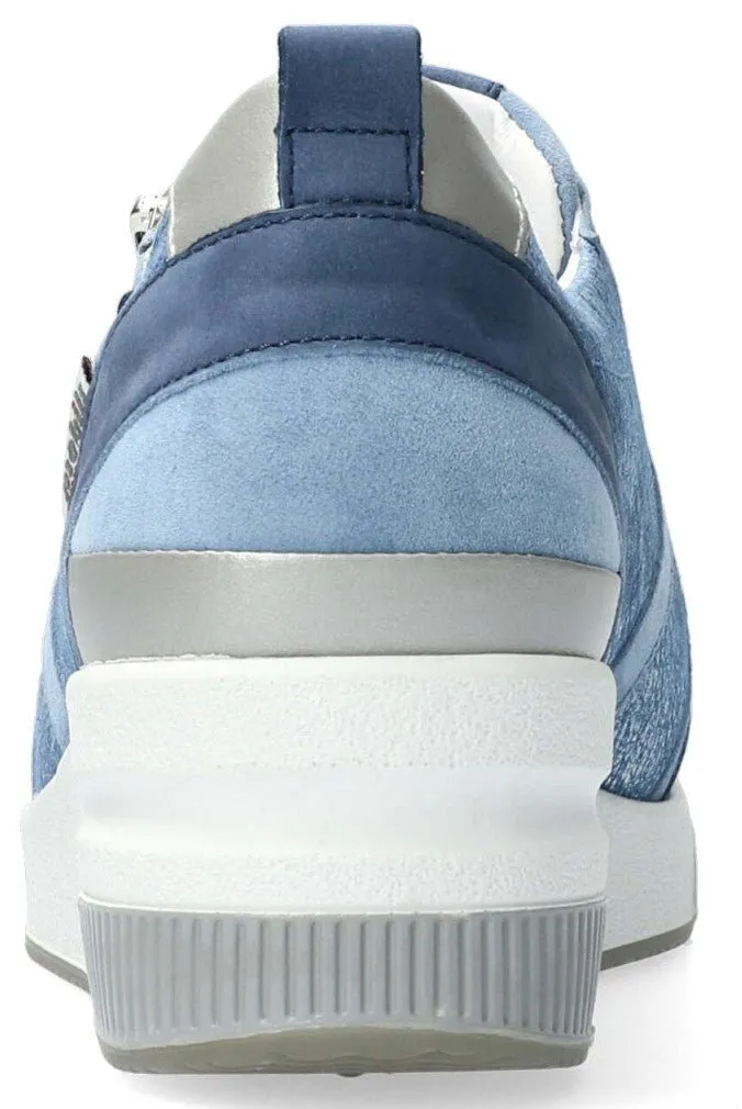 'TRUDIE' women's ergonomic wide fit (H) lace-zip sneakers - Denim blue
