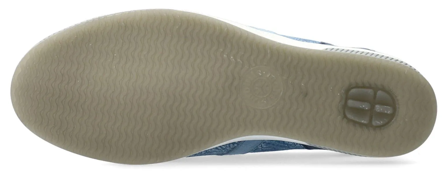 'TRUDIE' women's ergonomic wide fit (H) lace-zip sneakers - Denim blue