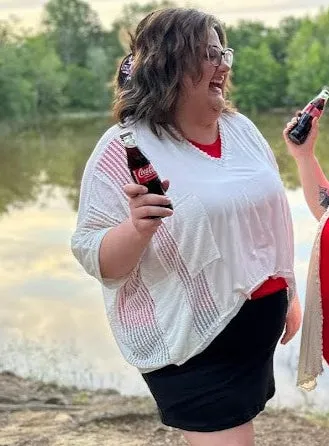 V-Neck Mixed Media Oversized Dolman Top