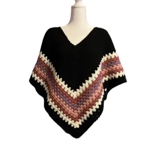 Vintage Crochet Y2K Poncho Sweater