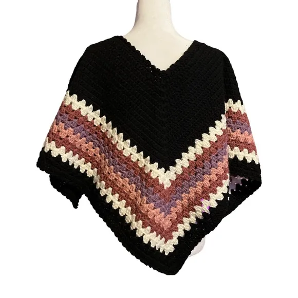 Vintage Crochet Y2K Poncho Sweater
