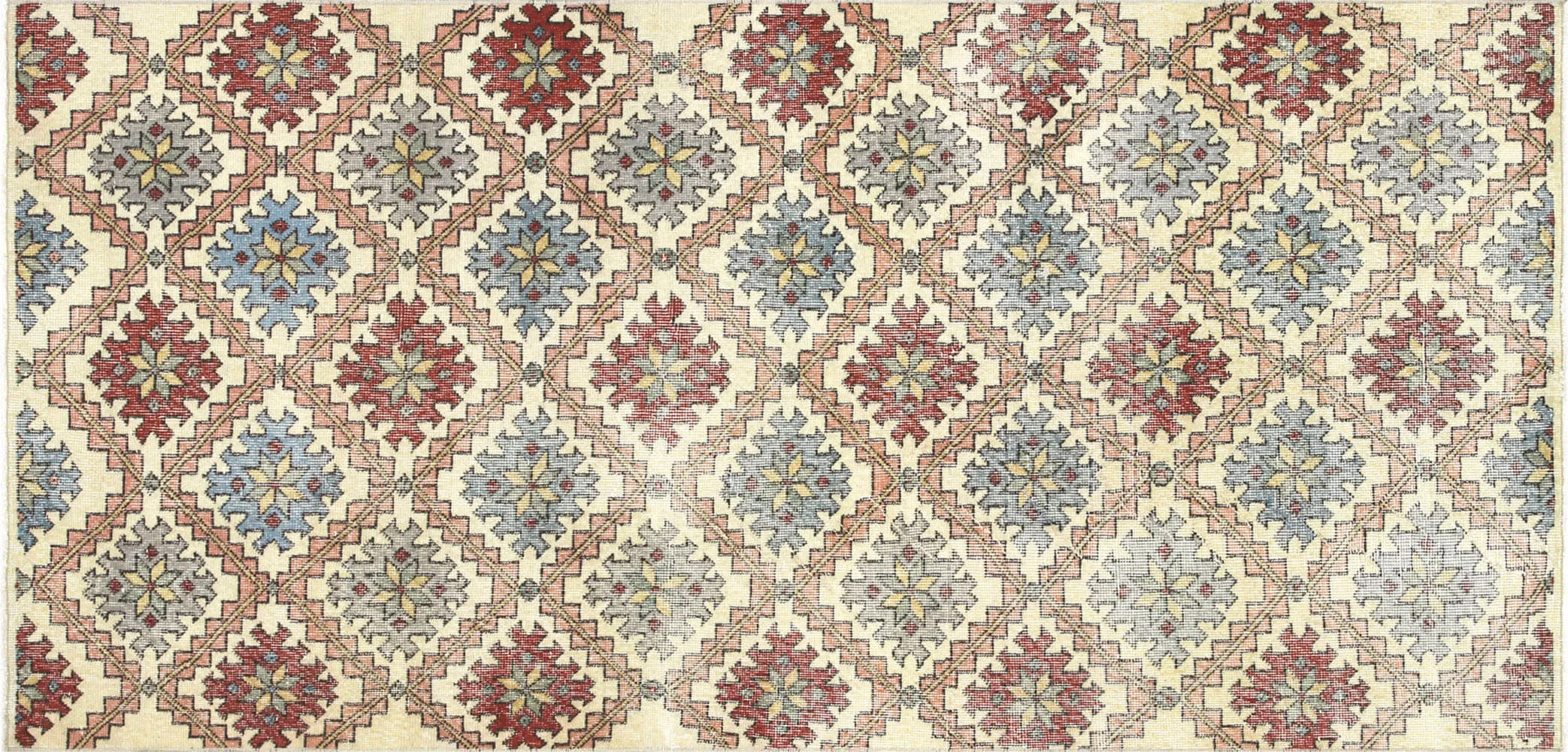Vintage Turkish Mid-Century-Modern Rug - 4'1" x 8'6"