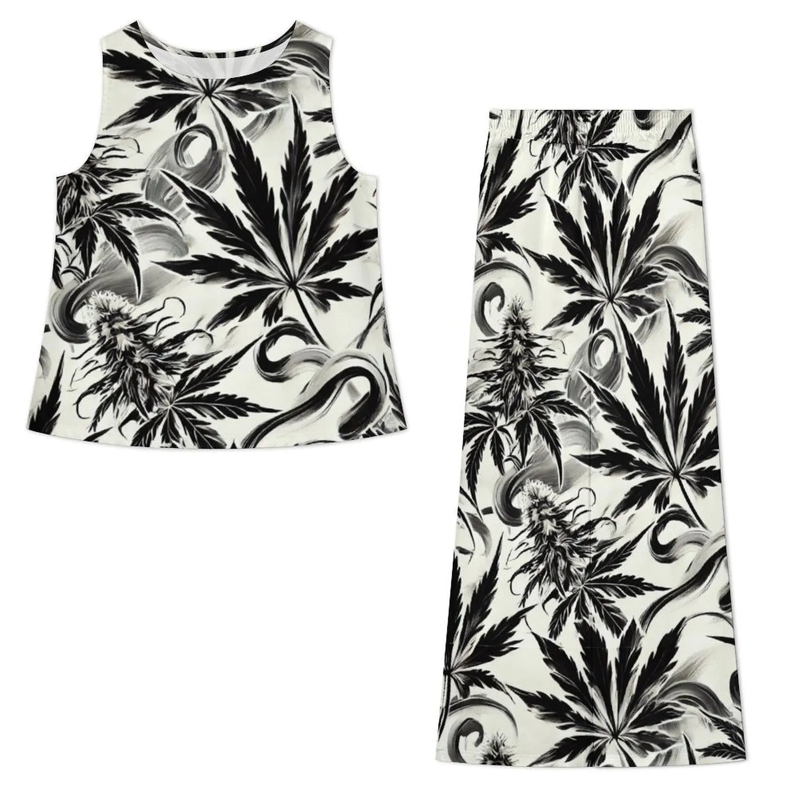White Widow Chiffon Top & Pants Set