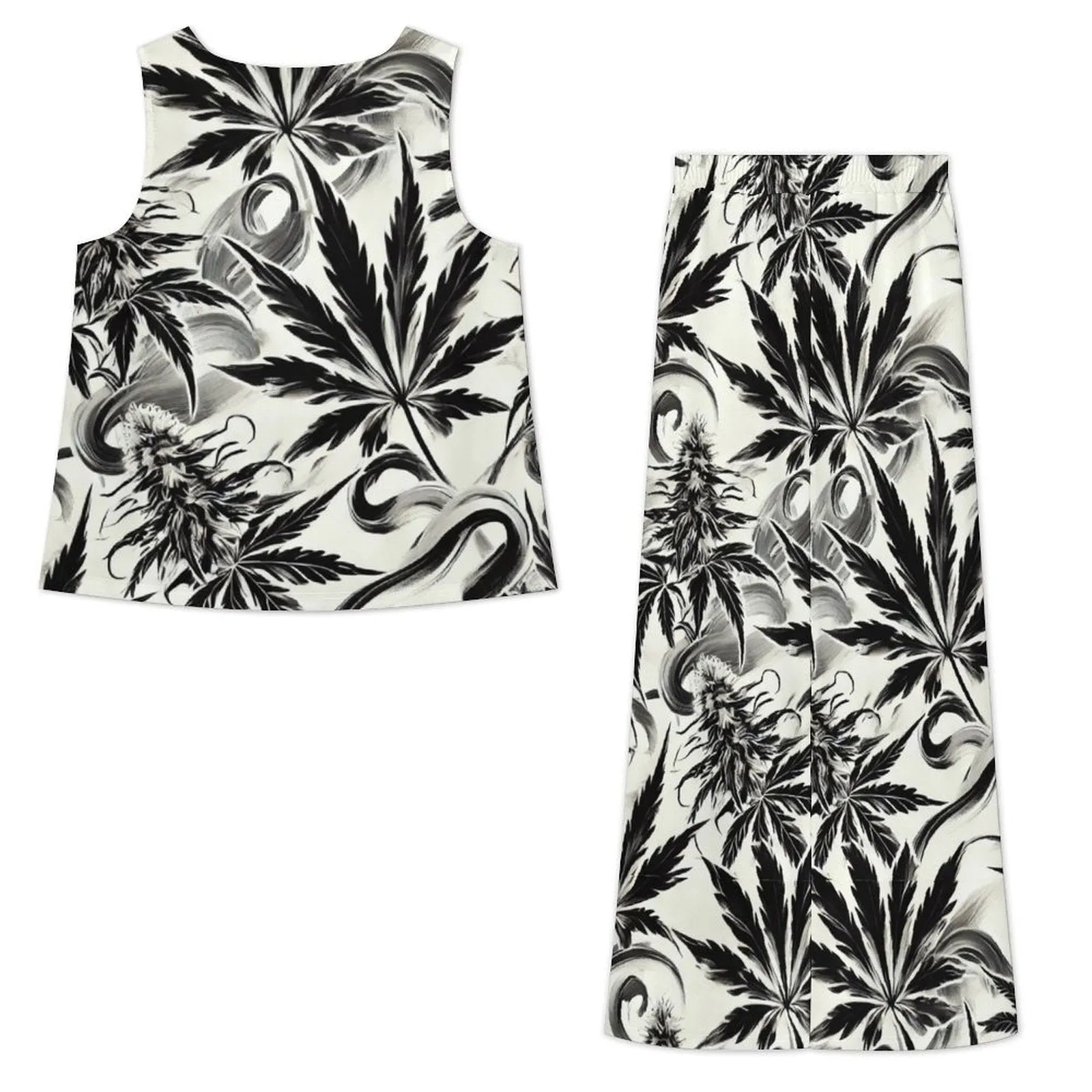 White Widow Chiffon Top & Pants Set