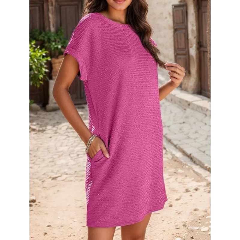 Whitney - Casual Dress With Roll Sleeves And Pocket