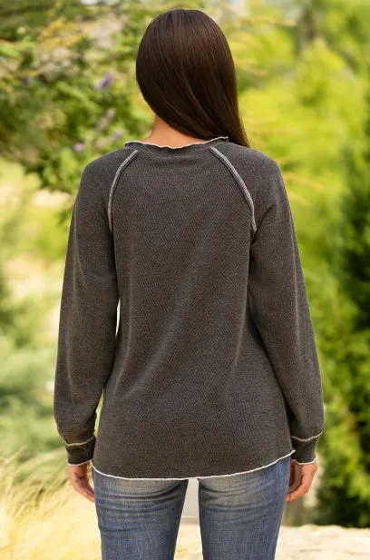 Women's Knit Sweater with Accent Buttons