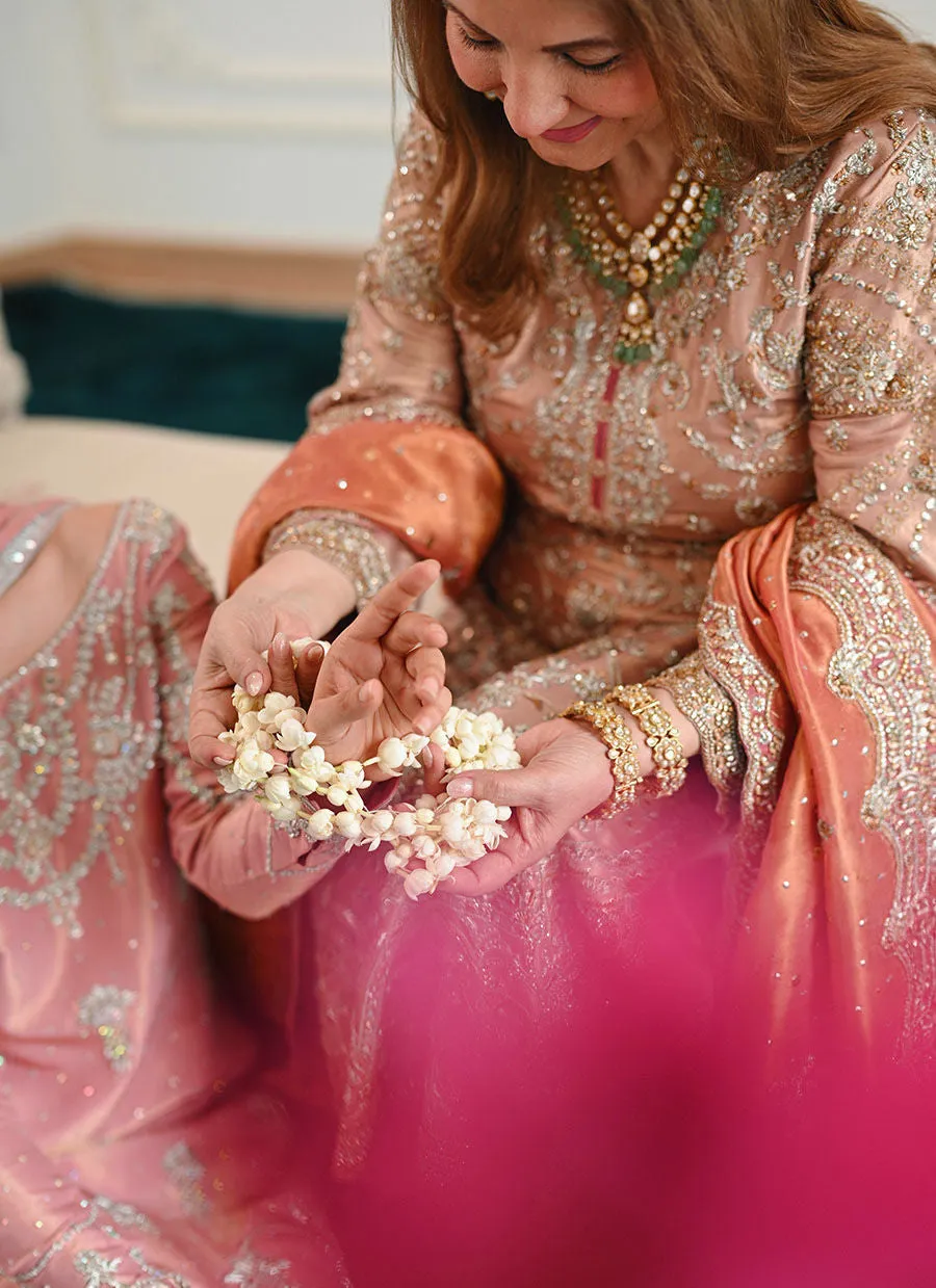 Zahia Rose Gold Shirt With Worked Izaar - Miray Heritage Bridal's by Farah Talib Aziz