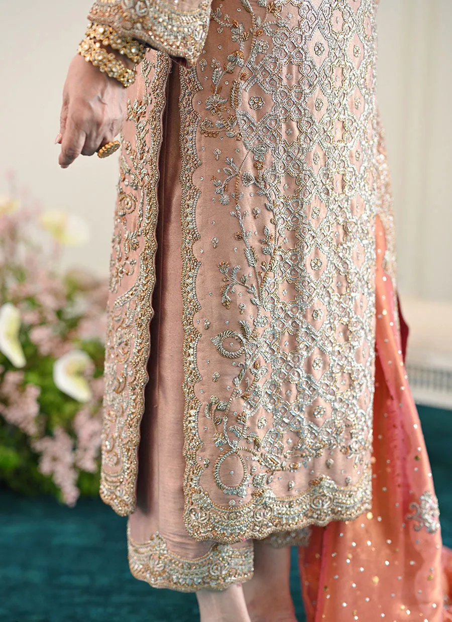 Zahia Rose Gold Shirt With Worked Izaar - Miray Heritage Bridal's by Farah Talib Aziz