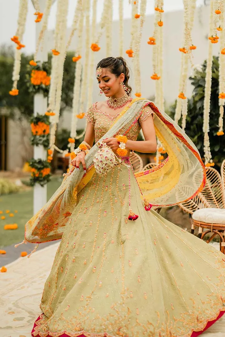 ZENA LIME LEHENGA CHOLI - Farah Talib Aziz