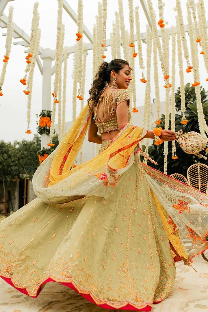 ZENA LIME LEHENGA CHOLI - Farah Talib Aziz