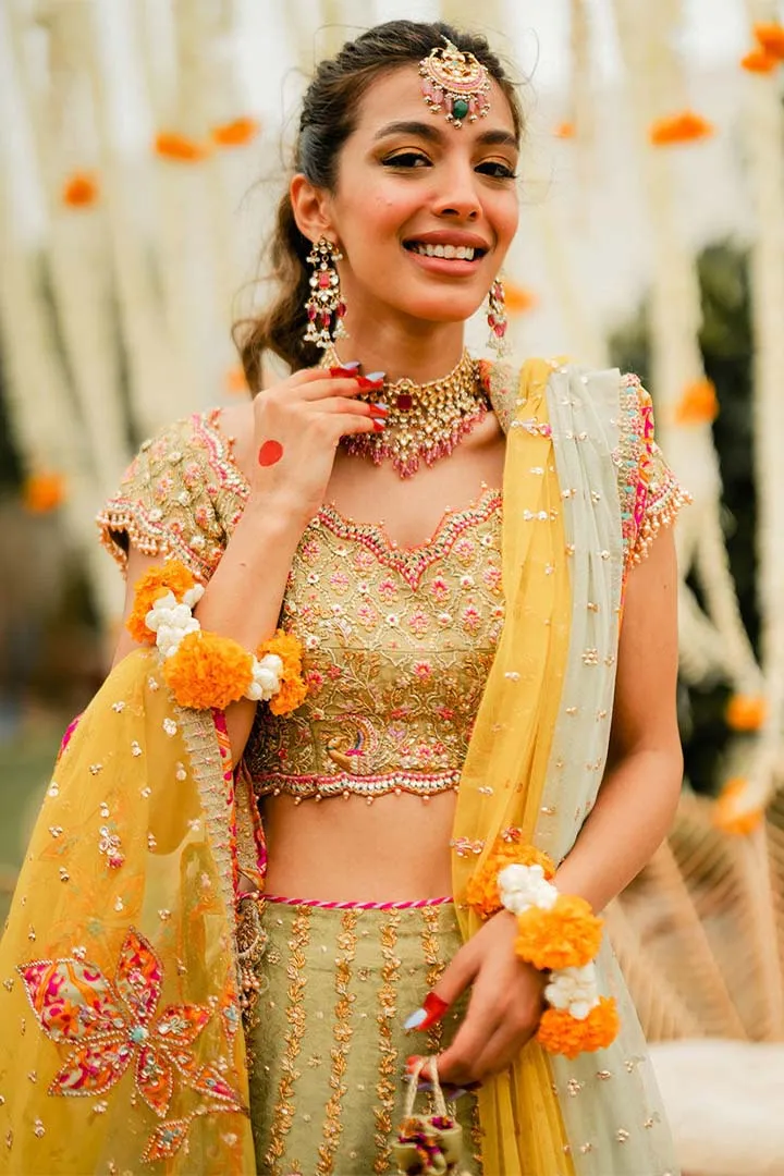 ZENA LIME LEHENGA CHOLI - Farah Talib Aziz